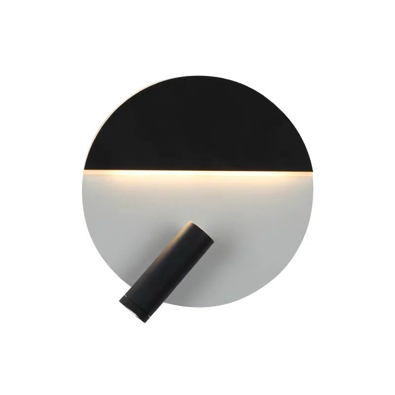 Lisslune | Nordic Rounded Metal Flush Wall Light LED Wall Mount Light in Black and White with additional adjustable Spotlight