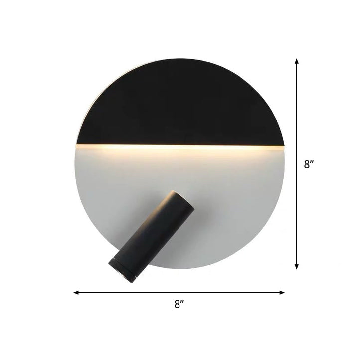 Lisslune | Nordic Rounded Metal Flush Wall Light LED Wall Mount Light in Black and White with additional adjustable Spotlight
