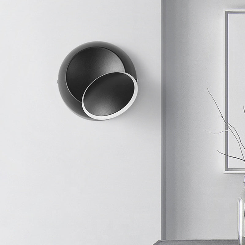 Lisslune | Black/White Rotating Ellipse Wall Light Modern Novelty Iron LED Surface Wall Sconce with Simulated Eclipse Design