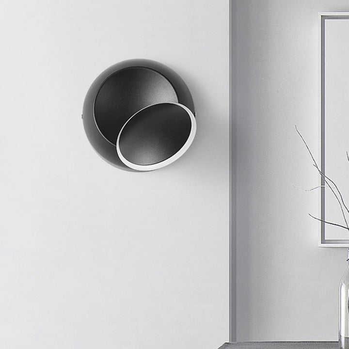 Lisslune | Black/White Rotating Ellipse Wall Light Modern Novelty Iron LED Surface Wall Sconce with Simulated Eclipse Design
