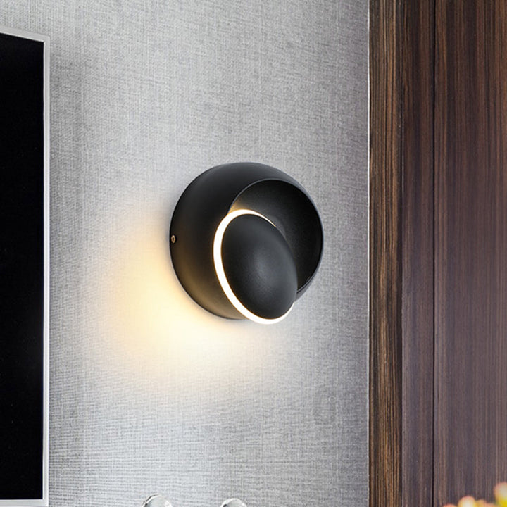 Lisslune | Black/White Rotating Ellipse Wall Light Modern Novelty Iron LED Surface Wall Sconce with Simulated Eclipse Design