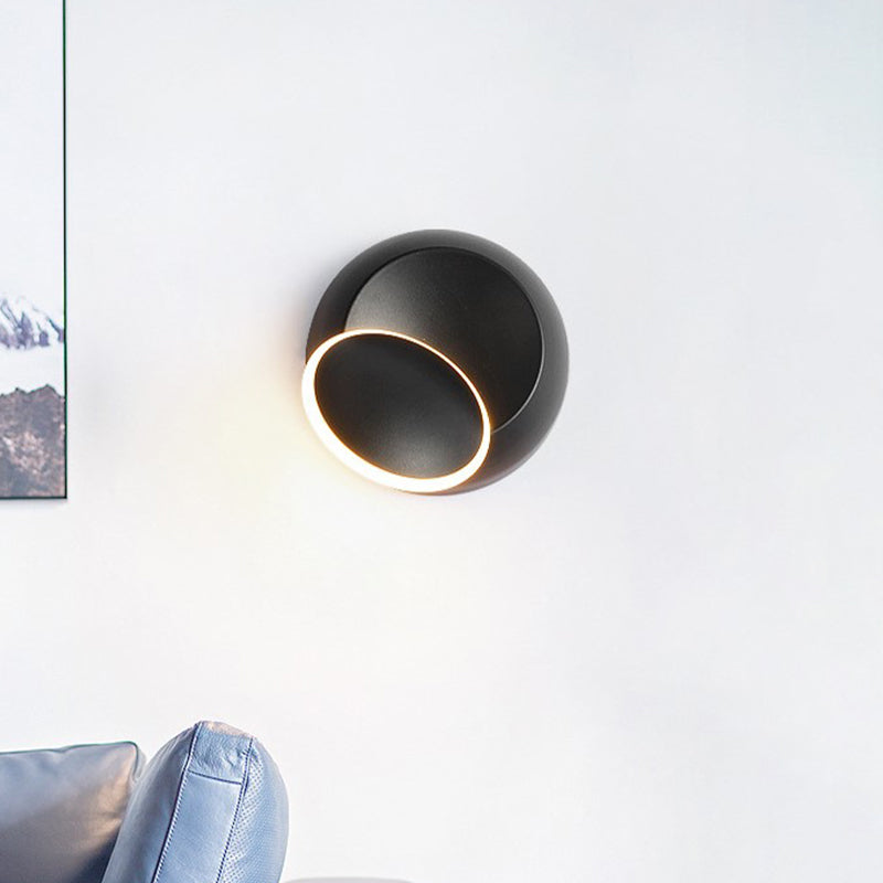 Lisslune | Black/White Rotating Ellipse Wall Light Modern Novelty Iron LED Surface Wall Sconce with Simulated Eclipse Design