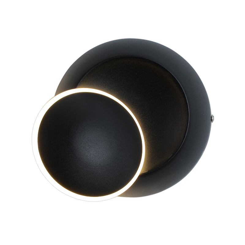 Lisslune | Black/White Rotating Ellipse Wall Light Modern Novelty Iron LED Surface Wall Sconce with Simulated Eclipse Design