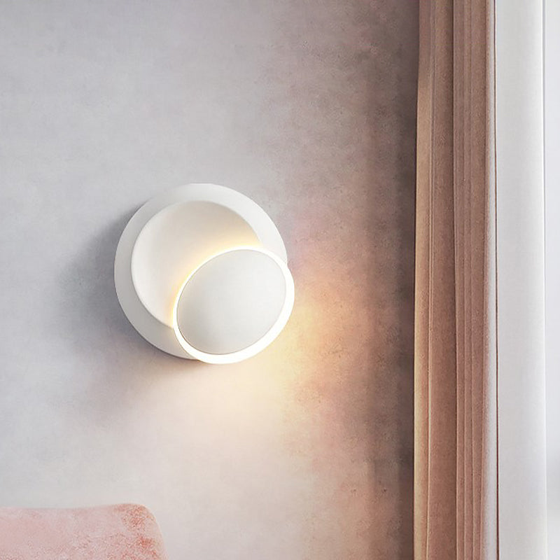 Lisslune | Black/White Rotating Ellipse Wall Light Modern Novelty Iron LED Surface Wall Sconce with Simulated Eclipse Design