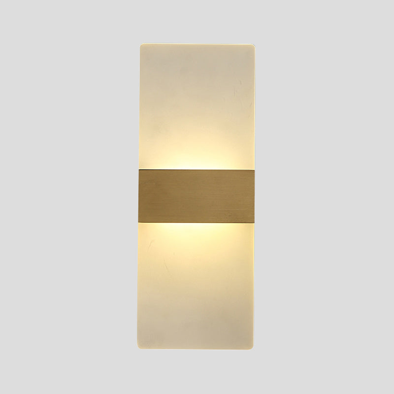 Lisslune | Rectangular Flush Wall Light Minimalist Acrylic Night Light with Gold Band, Warm/White Light