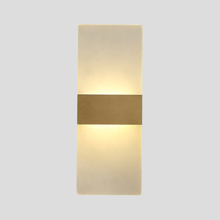Lisslune | Rectangular Flush Wall Light Minimalist Acrylic Night Light with Gold Band, Warm/White Light