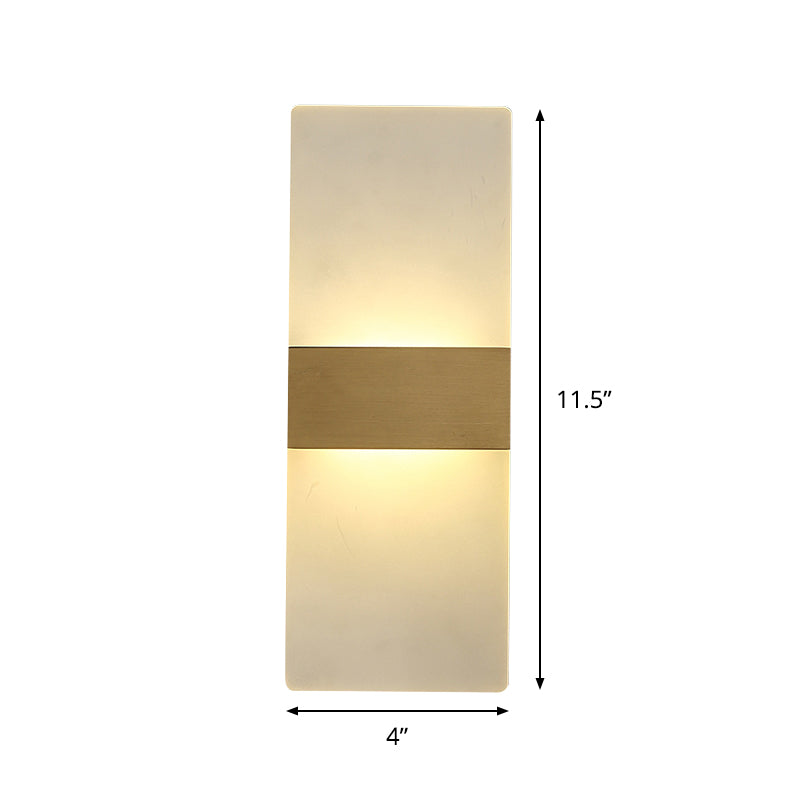 Lisslune | Rectangular Flush Wall Light Minimalist Acrylic Night Light with Gold Band, Warm/White Light