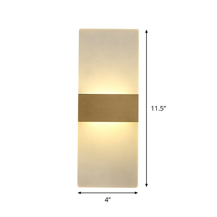Lisslune | Rectangular Flush Wall Light Minimalist Acrylic Night Light with Gold Band, Warm/White Light