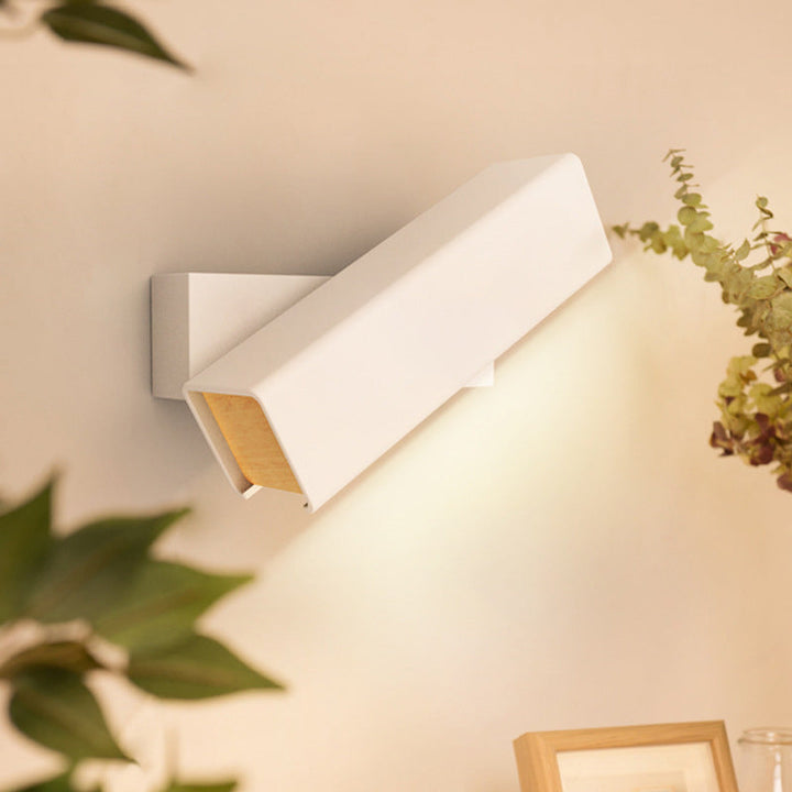 Lisslune | Rotatable cubic LED wall light Modern aluminum Black/White wood wall-mounted lighting in warm/white light