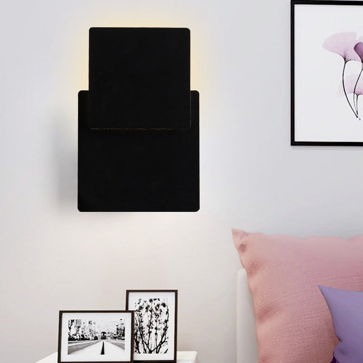 Lisslune | Iron Movable Shadow Square Wall Lamp Minimalism Novelty Black/White LED Wall Light in Warm/White Light