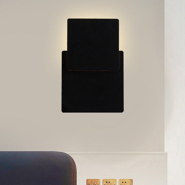 Lisslune | Iron Movable Shadow Square Wall Lamp Minimalism Novelty Black/White LED Wall Light in Warm/White Light