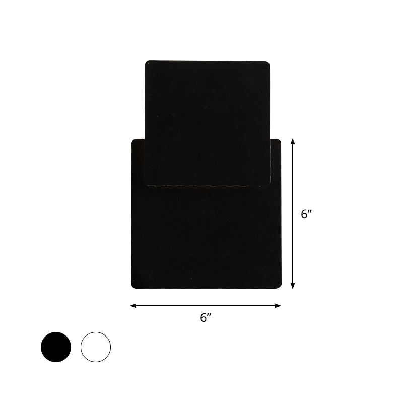 Lisslune | Iron Movable Shadow Square Wall Lamp Minimalism Novelty Black/White LED Wall Light in Warm/White Light