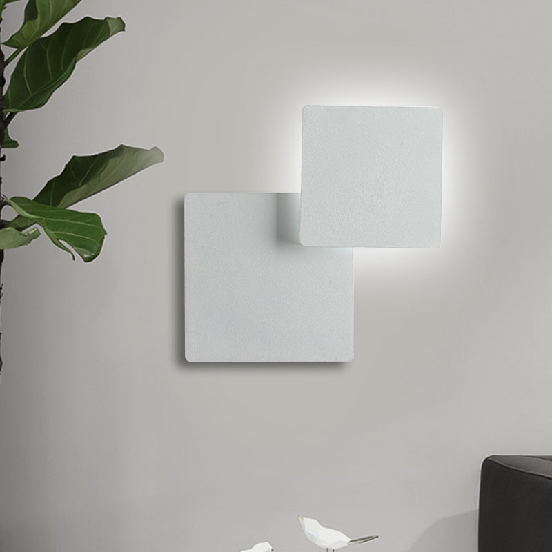 Lisslune | Iron Movable Shadow Square Wall Lamp Minimalism Novelty Black/White LED Wall Light in Warm/White Light