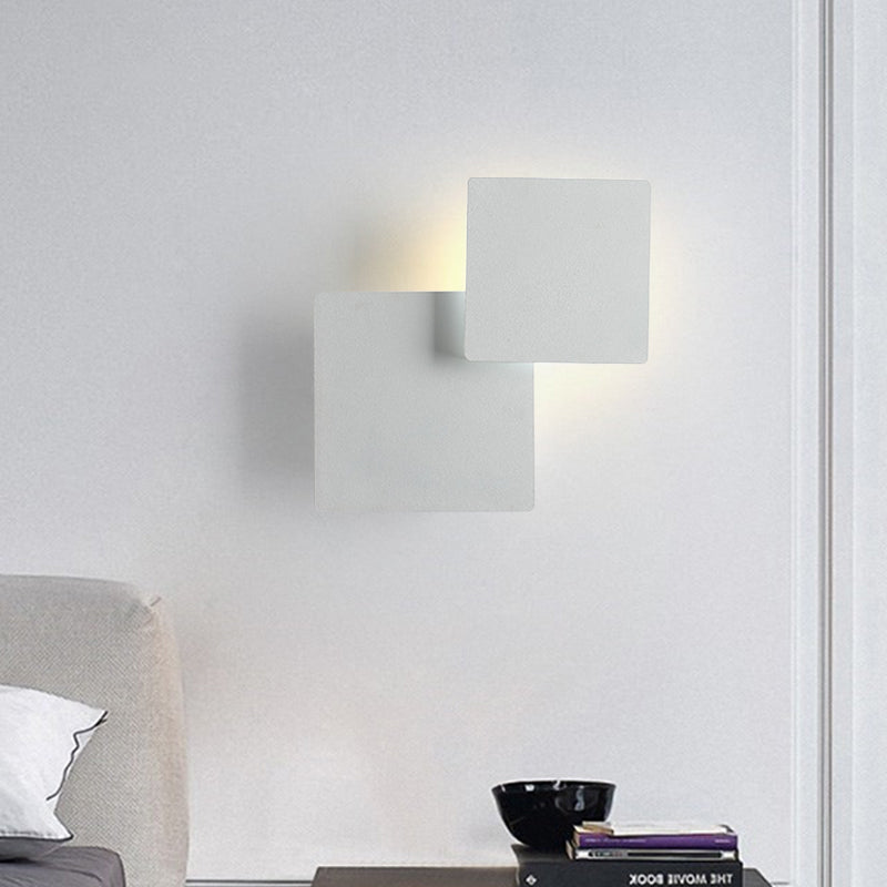 Lisslune | Iron Movable Shadow Square Wall Lamp Minimalism Novelty Black/White LED Wall Light in Warm/White Light