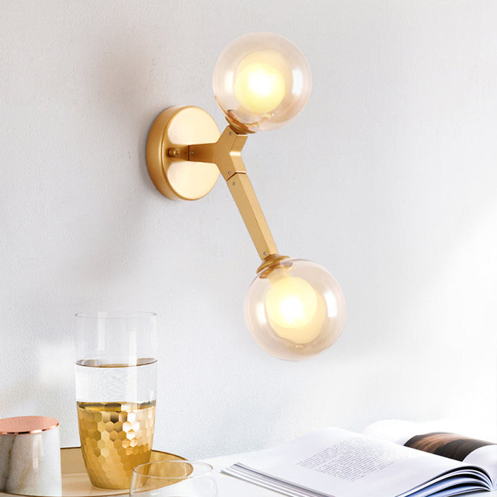 Lisslune | Rotatable Tree Fork Wall Lights Ideas Modern Novelty Amber Glass 2 Bulbs Gold Wall Light Accessories