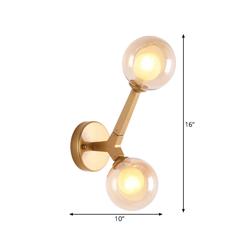 Lisslune | Rotatable Tree Fork Wall Lights Ideas Modern Novelty Amber Glass 2 Bulbs Gold Wall Light Accessories