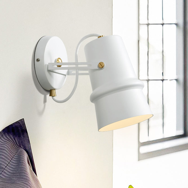 Lisslune | Black/White Cone Wall Lamp Vintage Iron 1-Head Living Room Adjustable Wall Light Lighting Fixture