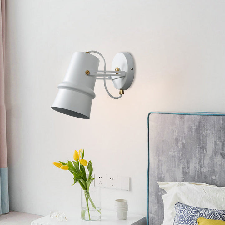 Lisslune | Black/White Cone Wall Lamp Vintage Iron 1-Head Living Room Adjustable Wall Light Lighting Fixture