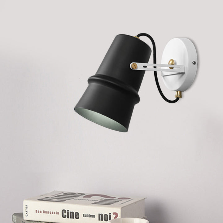 Lisslune | Black/White Cone Wall Lamp Vintage Iron 1-Head Living Room Adjustable Wall Light Lighting Fixture