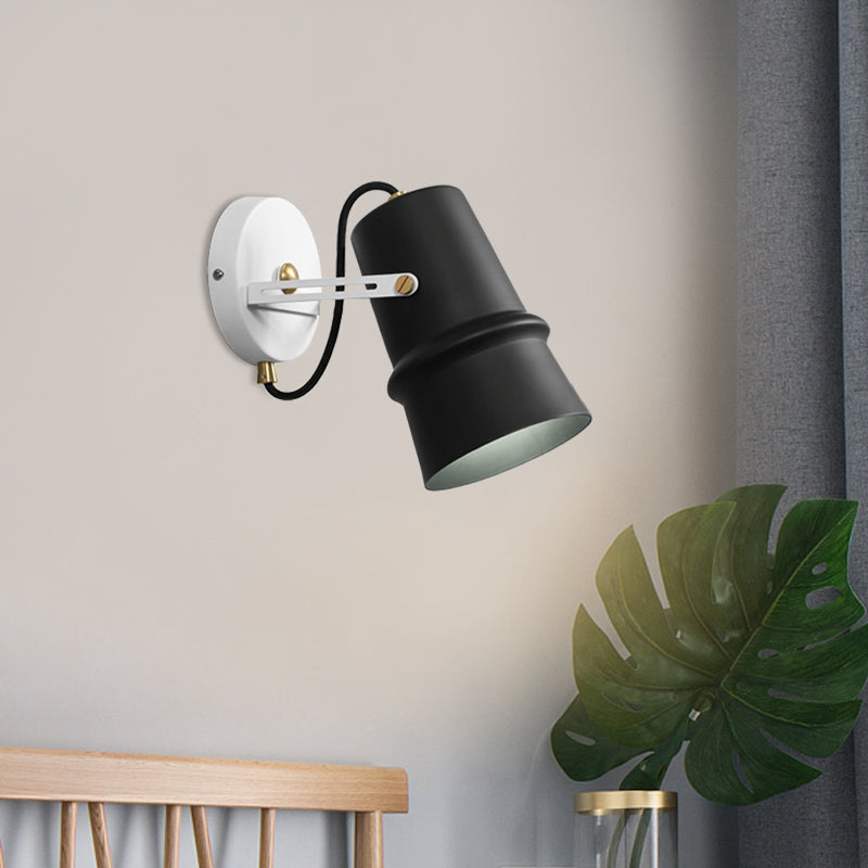 Lisslune | Black/White Cone Wall Lamp Vintage Iron 1-Head Living Room Adjustable Wall Light Lighting Fixture