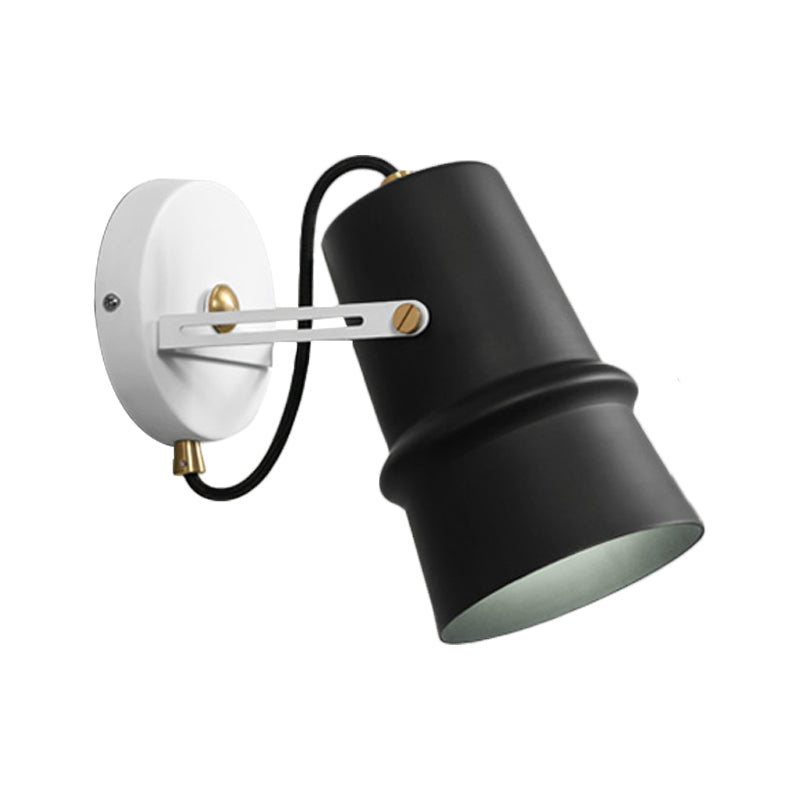 Lisslune | Black/White Cone Wall Lamp Vintage Iron 1-Head Living Room Adjustable Wall Light Lighting Fixture