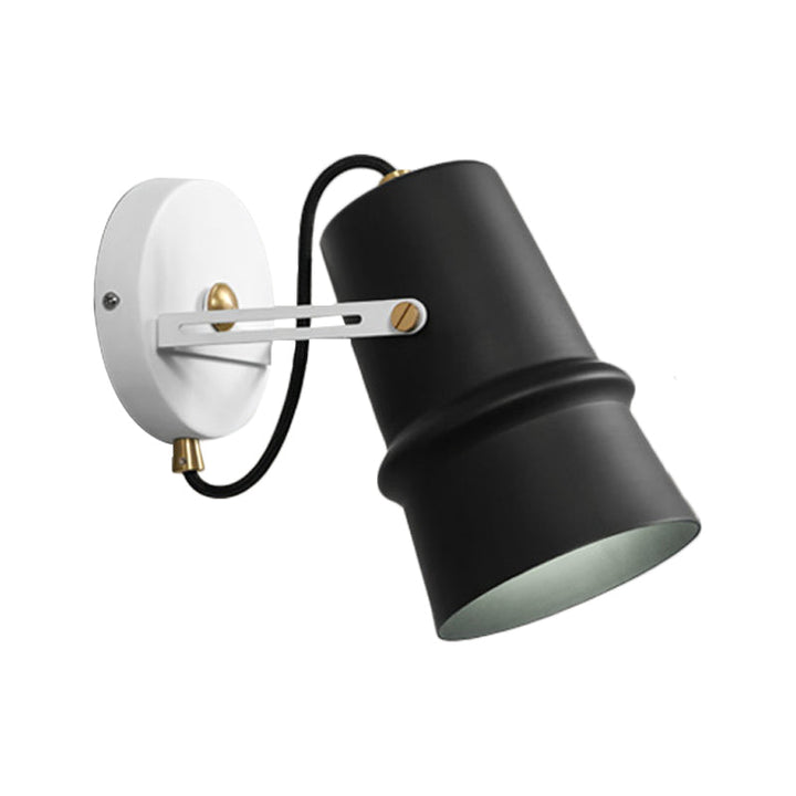 Lisslune | Black/White Cone Wall Lamp Vintage Iron 1-Head Living Room Adjustable Wall Light Lighting Fixture