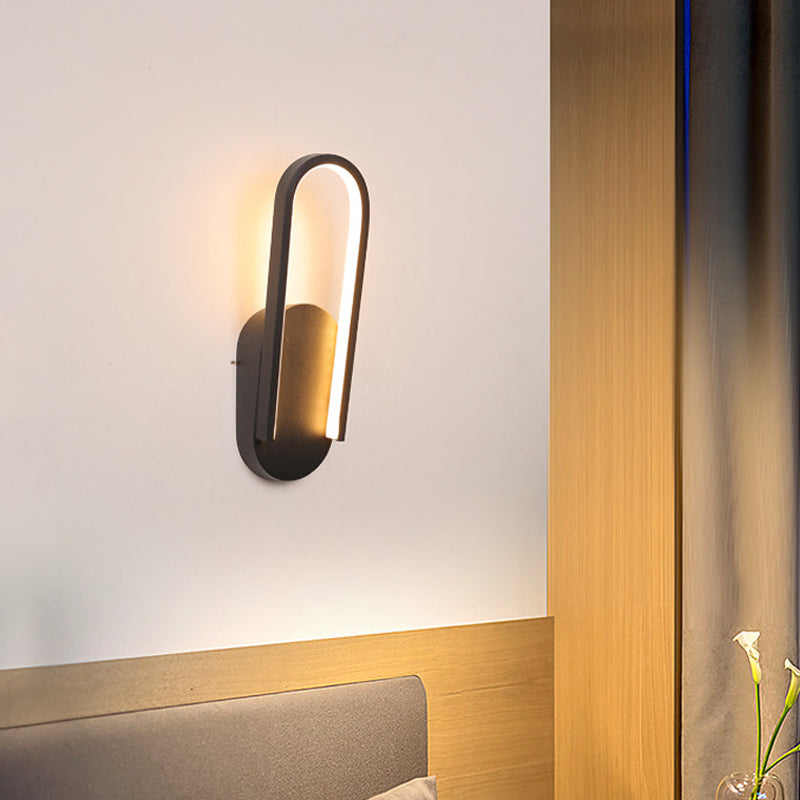 Lisslune | Black/White Inclined Half-Oblong Wall Light Minimalist Acrylic LED Wall Mounted Light in Warm/White Light for Salon