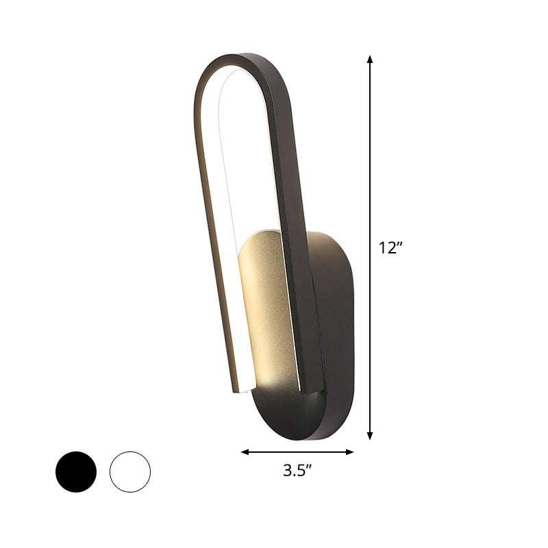Lisslune | Black/White Inclined Half-Oblong Wall Light Minimalist Acrylic LED Wall Mounted Light in Warm/White Light for Salon