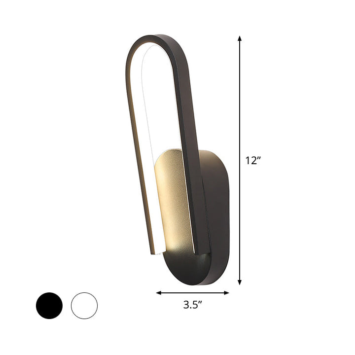 Lisslune | Black/White Inclined Half-Oblong Wall Light Minimalist Acrylic LED Wall Mounted Light in Warm/White Light for Salon
