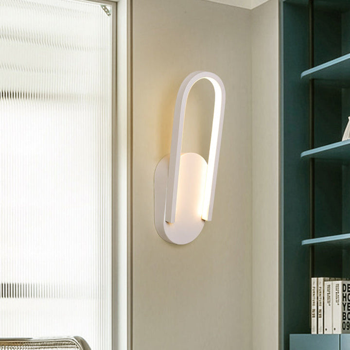Lisslune | Black/White Inclined Half-Oblong Wall Light Minimalist Acrylic LED Wall Mounted Light in Warm/White Light for Salon