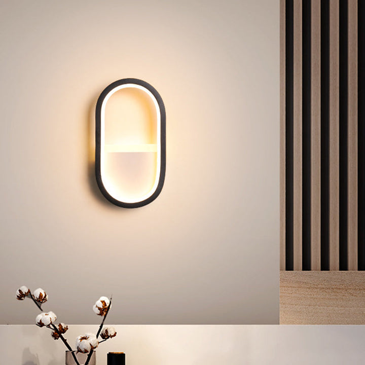 Lisslune | Aluminum Ellips Mini Wall Lamp Simplicity White/Black LED Wall Fixture in Warm/White Light