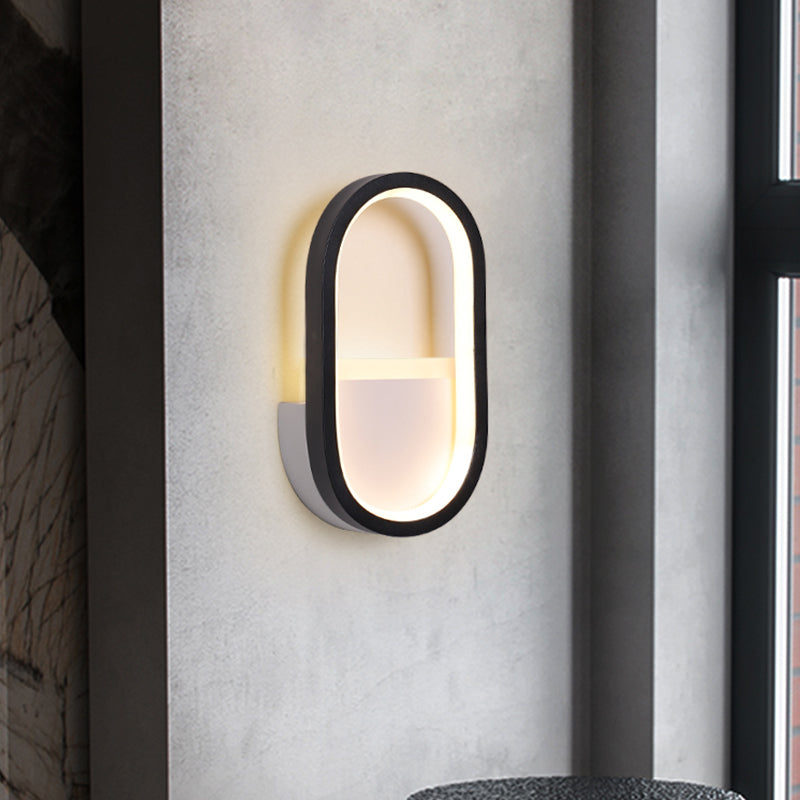 Lisslune | Aluminum Ellips Mini Wall Lamp Simplicity White/Black LED Wall Fixture in Warm/White Light