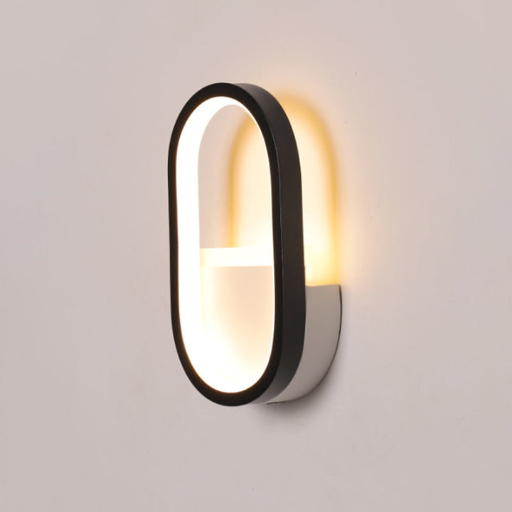 Lisslune | Aluminum Ellips Mini Wall Lamp Simplicity White/Black LED Wall Fixture in Warm/White Light