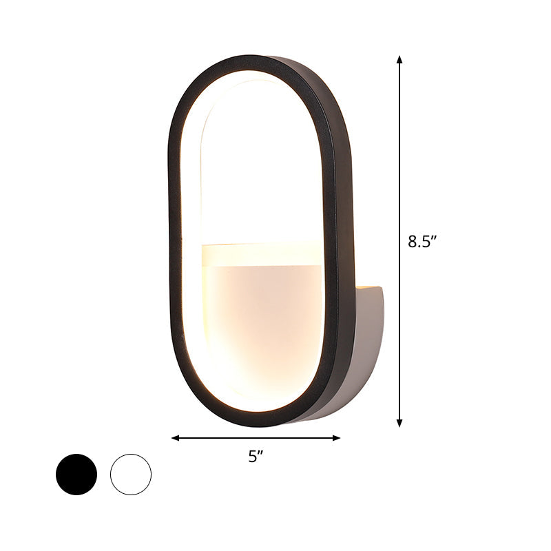 Lisslune | Aluminum Ellips Mini Wall Lamp Simplicity White/Black LED Wall Fixture in Warm/White Light