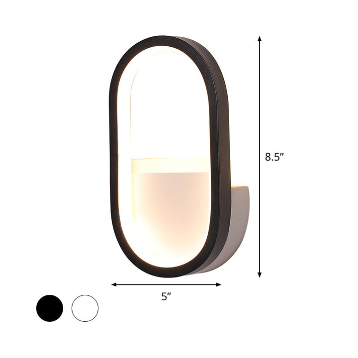 Lisslune | Aluminum Ellips Mini Wall Lamp Simplicity White/Black LED Wall Fixture in Warm/White Light