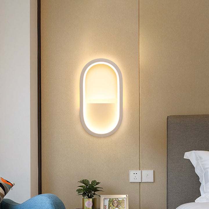 Lisslune | Aluminum Ellips Mini Wall Lamp Simplicity White/Black LED Wall Fixture in Warm/White Light