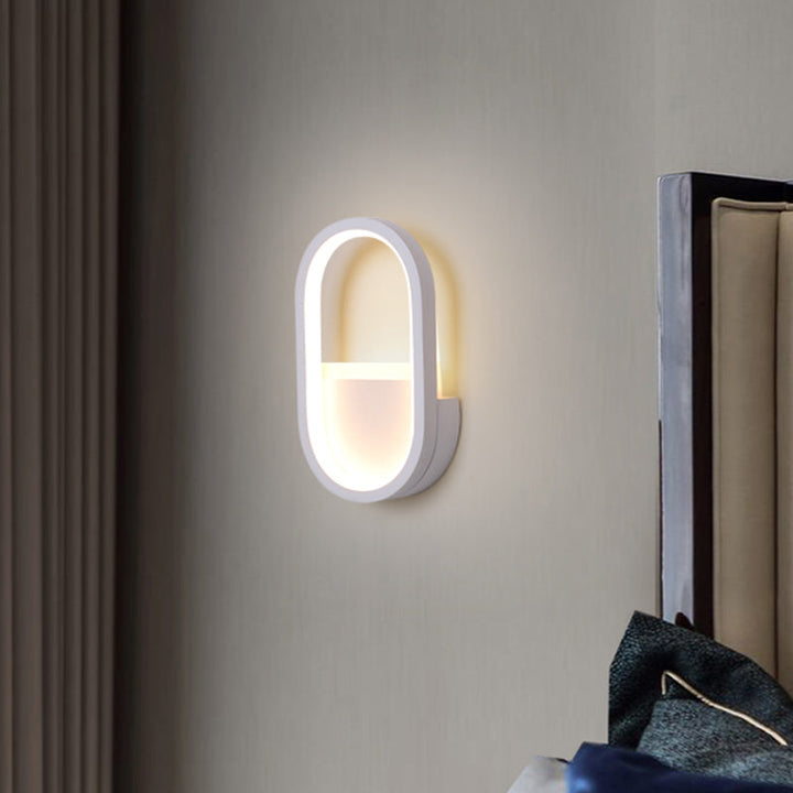Lisslune | Aluminum Ellips Mini Wall Lamp Simplicity White/Black LED Wall Fixture in Warm/White Light