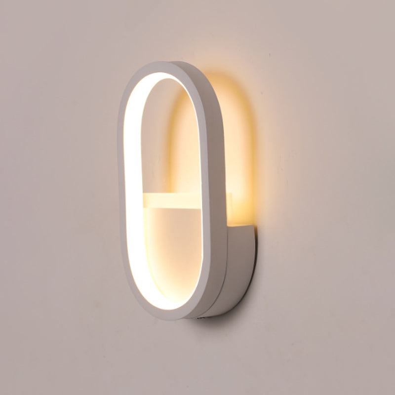Lisslune | Aluminum Ellips Mini Wall Lamp Simplicity White/Black LED Wall Fixture in Warm/White Light