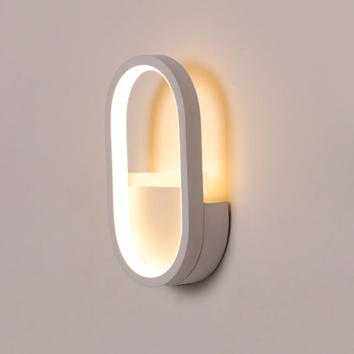 Lisslune | Aluminum Ellips Mini Wall Lamp Simplicity White/Black LED Wall Fixture in Warm/White Light
