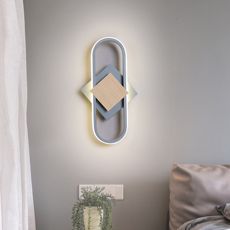 Lisslune | Nordic 2 Layer Round/Square Wall Lamp of Iron for the Bedroom LED Wall Mount Light with Elliptical Frame, Warm/White Light