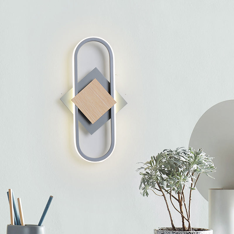 Lisslune | Nordic 2 Layer Round/Square Wall Lamp of Iron for the Bedroom LED Wall Mount Light with Elliptical Frame, Warm/White Light