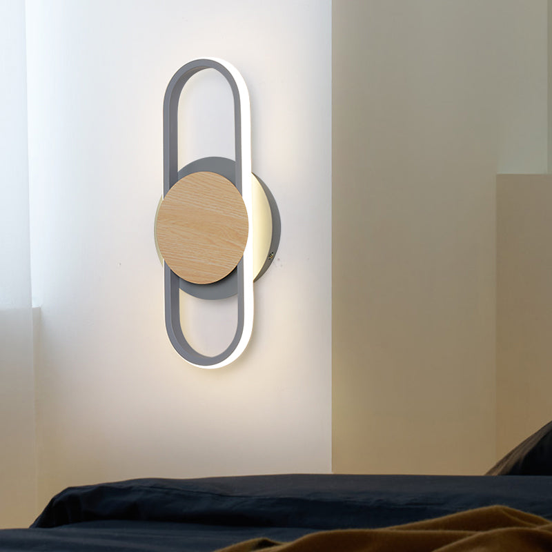 Lisslune | Nordic 2 Layer Round/Square Wall Lamp of Iron for the Bedroom LED Wall Mount Light with Elliptical Frame, Warm/White Light