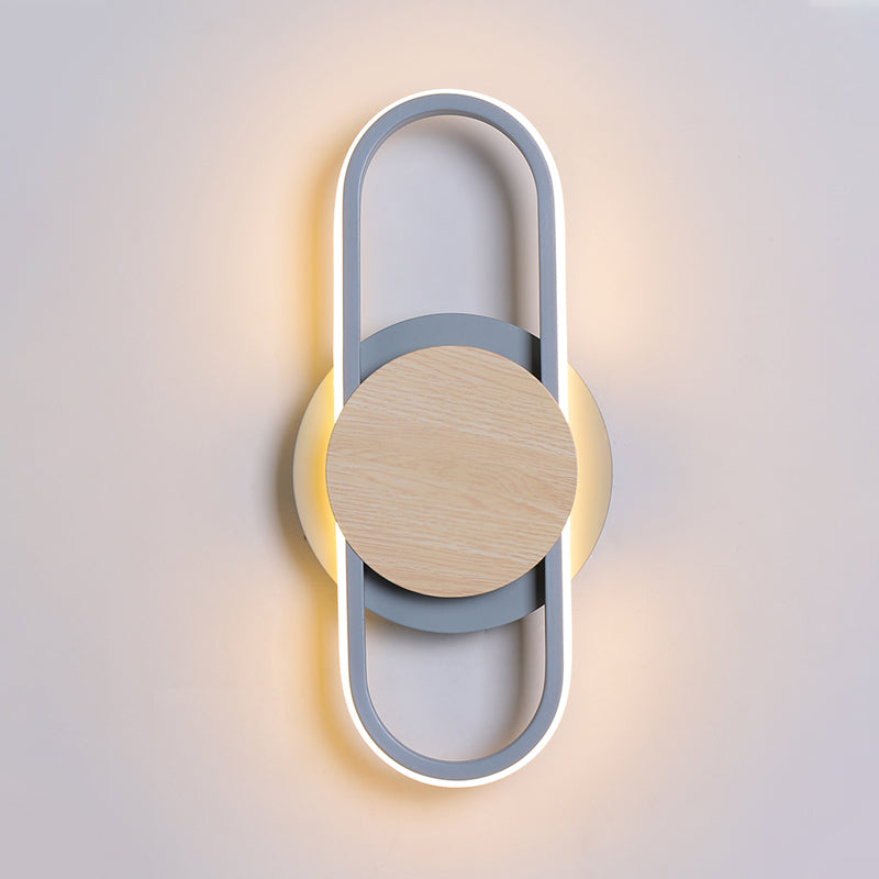 Lisslune | Nordic 2 Layer Round/Square Wall Lamp of Iron for the Bedroom LED Wall Mount Light with Elliptical Frame, Warm/White Light