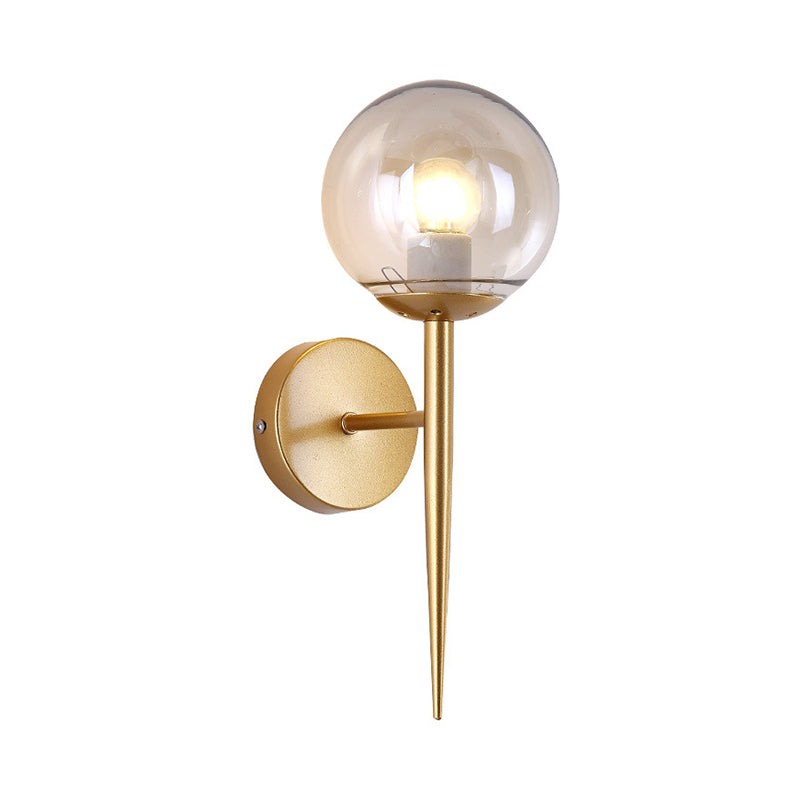 Lisslune | Mini Sphere Living Room Wall Lamp Clear Glass 1 Light Minimalism Wall Lamp Ideas with Pencil Arm in Black/Gold