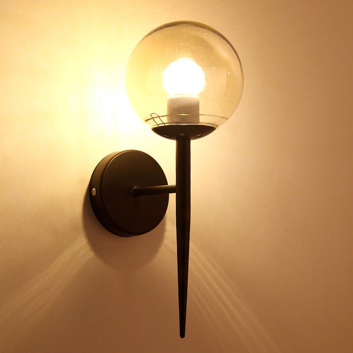 Lisslune | Mini Sphere Living Room Wall Lamp Clear Glass 1 Light Minimalism Wall Lamp Ideas with Pencil Arm in Black/Gold