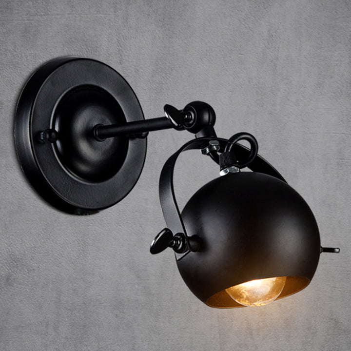 Lisslune | Rotatable 1-Light Dome Wall Lamp Industrial Black Iron Wall Mounted Lighting for Restaurant
