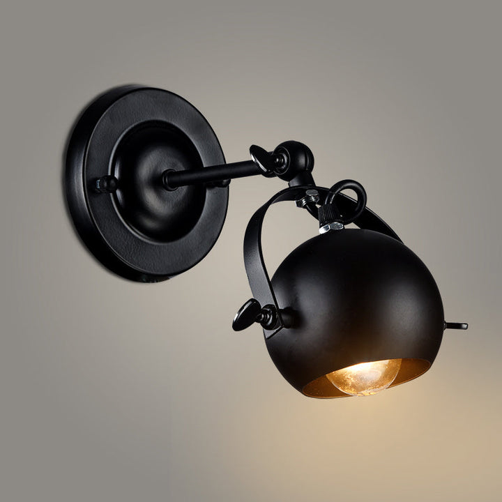 Lisslune | Rotatable 1-Light Dome Wall Lamp Industrial Black Iron Wall Mounted Lighting for Restaurant
