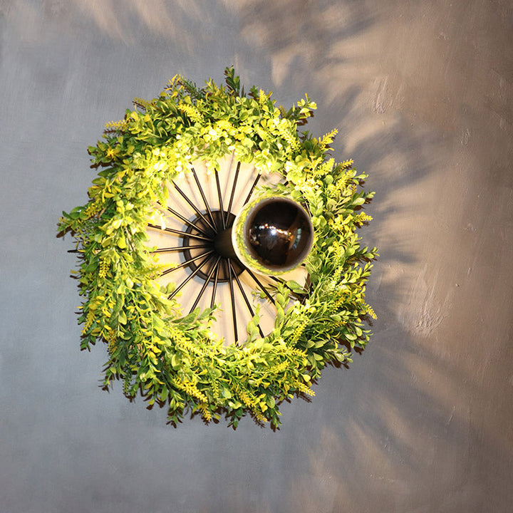 Lisslune | Green Bike Wall Light Fixture Factory Iron 1 Bulb Restaurant Plant Wall Sconces Lighting Fixture, 16"/19.5" H