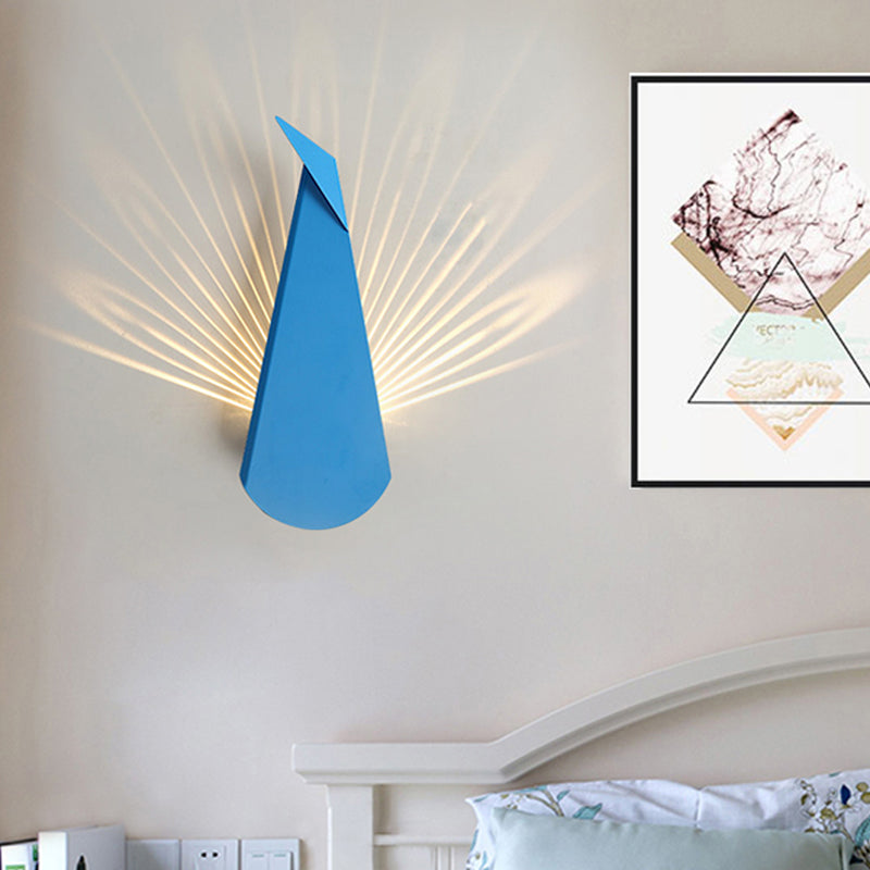 Lisslune | Origami Peacock Iron Flush Mount Nordic Novelty Pink/Blue LED Wall Light Sconce in Warm/White Light