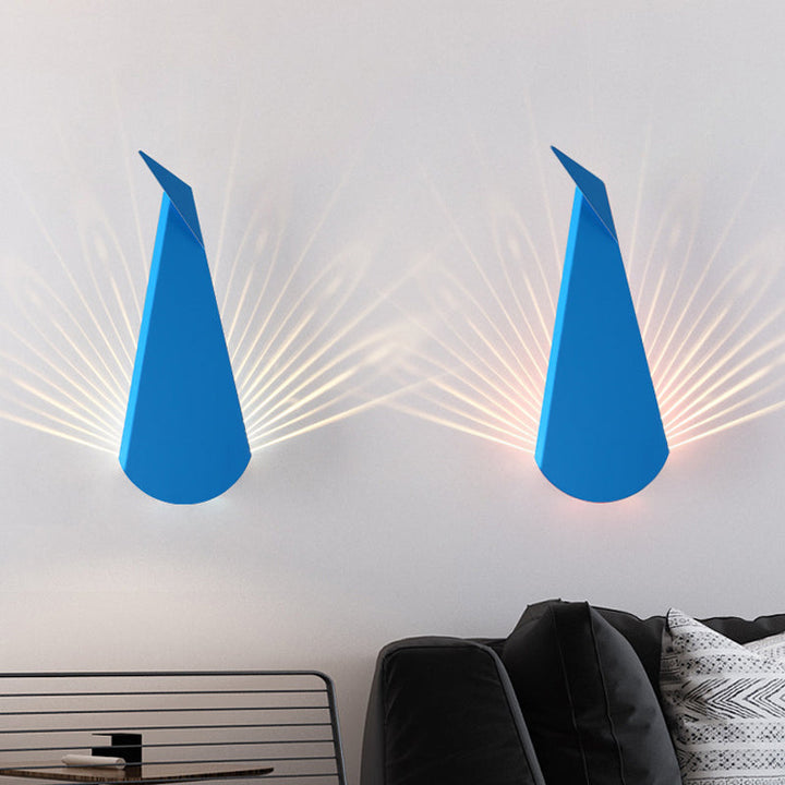 Lisslune | Origami Peacock Iron Flush Mount Nordic Novelty Pink/Blue LED Wall Light Sconce in Warm/White Light